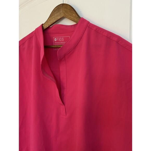 Figs Womens Scrub Top 4XL Plus Oversized Mandarin Collar Pink Fuschia Rafaela - Picture 3 of 12